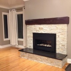 Keep warm with this gas fireplace